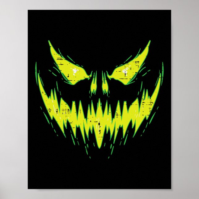Scary Pumpkin Jack o lantern Ansikte Halloween Man Poster (Framsidan)
