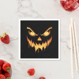 Scary Pumpkin Jack o lantern Ansikte Halloween Pappersservett