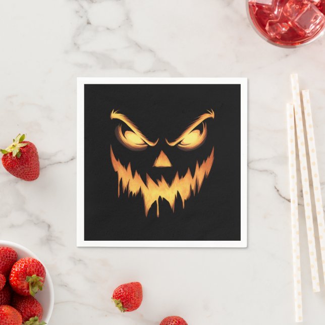 Scary Pumpkin Jack o lantern Ansikte Halloween Pappersservett (Insitu)