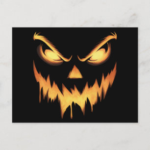 Scary Pumpkin Jack o lantern Ansikte Halloween Vykort