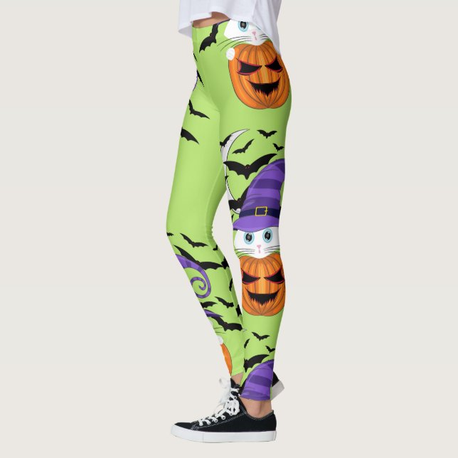 Scary Pumpkin med vit Kattunge och Witches Hat Leggings (Vänster)