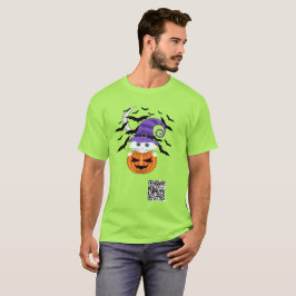 Scary Pumpkin med vit Kattunge och Witches Hat T Shirt