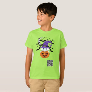 Scary Pumpkin med vit Kattunge och Witches Hat T Shirt