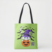 Scary Pumpkin med vit Kattunge och Witches Hat