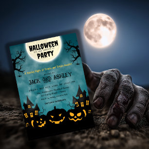 Scary Pumpkin Night Vuxen Halloween Costume Party Inbjudningar