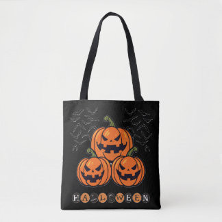 Scary Pumpkin Orange Black Halloween Tygkasse