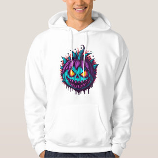Scary Pumpkin Teal and Lila Hoodie