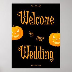 Scary Pumpkins Halloween Wedding Reception Sign Poster