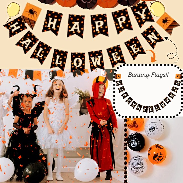 Scary Pumpkins Mönster och Spider Halloween fest Vimplar (Skapare uppladdad)