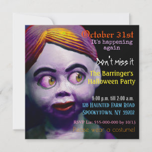 Scary Puppet Doll Creepy Halloween Inbjudningar