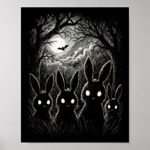 Scary Rabbit Ögon Forest Creepy Halloween Costume Poster