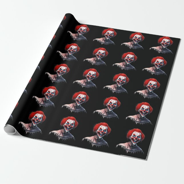 Scary Red Hair Smiling Clown Presentpapper (Utrullad)