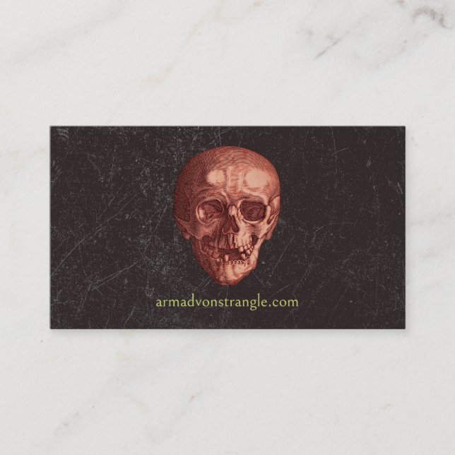 Scary Red Human Skull Halloween Visitkort (Framsida)
