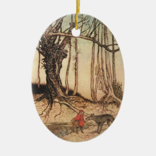Scary Red Riding Huva Julgransprydnad Keramik
