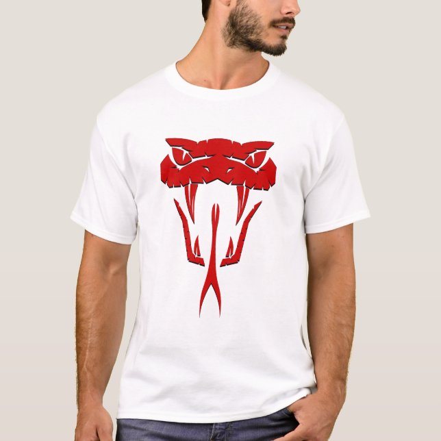 Scary Red Snake - Fierce Red Serpent Ansikte T-Shi T Shirt (Framsida)