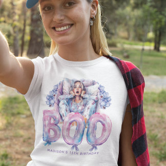 Scary Rosa Lila Tonåring Halloween Sleepover Tee