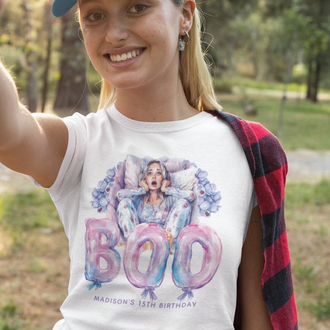 Scary Rosa Lila Tonåring Halloween Sleepover Tee (Skapare uppladdad)