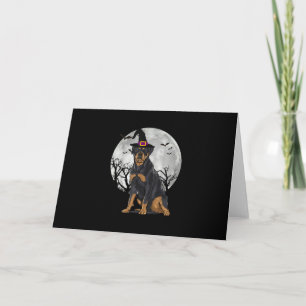 Scary Rottweiler Hund Witch Hat Halloween Tack Kort