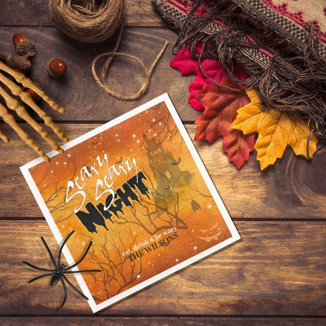 Scary Scary Night Halloween Orange ID946 Pappersservett (Skapare uppladdad)
