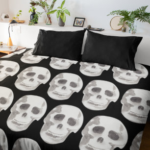 Scary Scull Black & White Mönster Happy halloween Fleecefilt