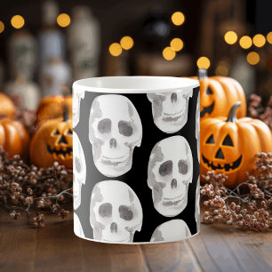 Scary Scull Black & White Mönster Happy halloween Kaffemugg