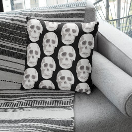 Scary Scull Black & White Mönster|Happy halloween Kudde