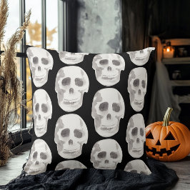 Scary Scull Black & White Mönster|Happy halloween Kudde