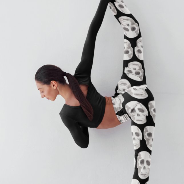 Scary Scull Black & White Mönster|Happy halloween Leggings (Skapare uppladdad)