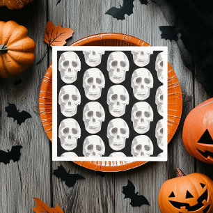 Scary Scull Black & White Mönster Happy halloween Pappersservett