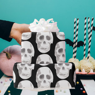 Scary Scull Black & White Mönster Happy halloween Presentpapper