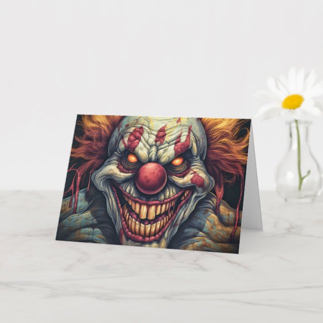 Scary Sideshow Circus Funhouse Clown Halloween Kort (Liten växt)