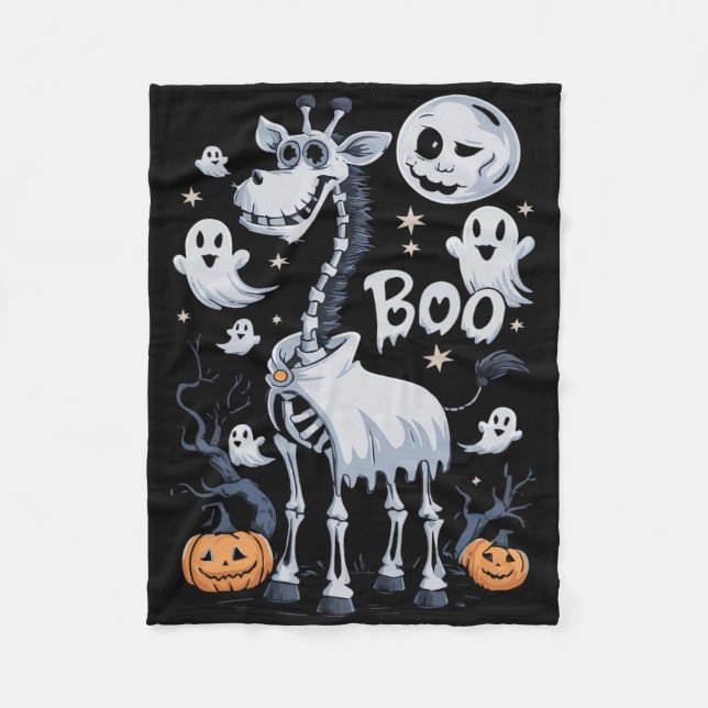 Scary Skeleton Giraffe in Spöken Halloween Fleecefilt (Framsidan)