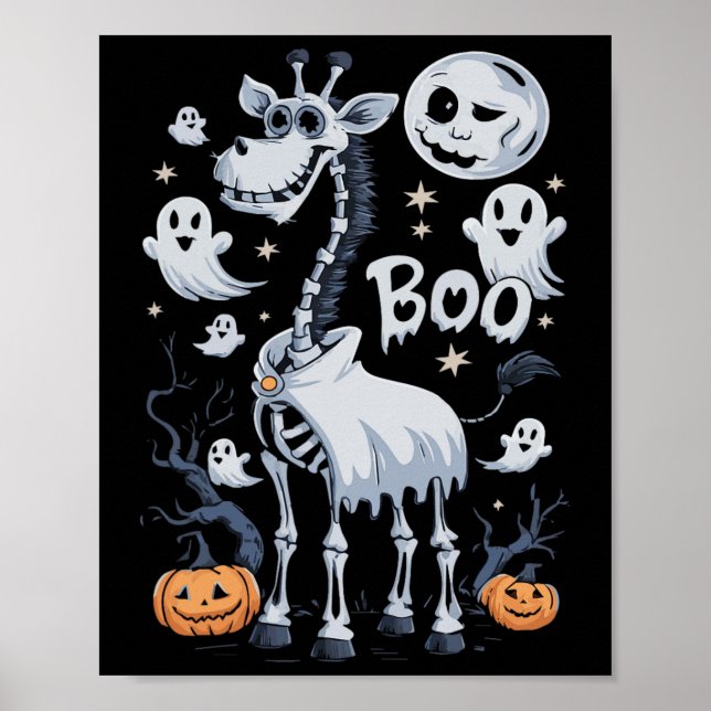 Scary Skeleton Giraffe in Spöken Halloween Poster (Framsidan)