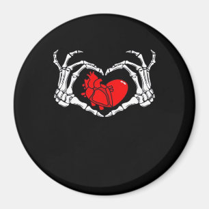 Scary Skeleton Händer och Red Heart Creepy Spooky Magnet