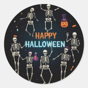 Scary Skeleton "Happy halloween" Runt Klistermärke