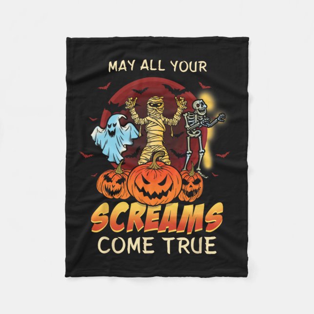 Scary Skeleton Monsters Ghost Funny Lazy Creepy Ha Fleecefilt (Framsidan)