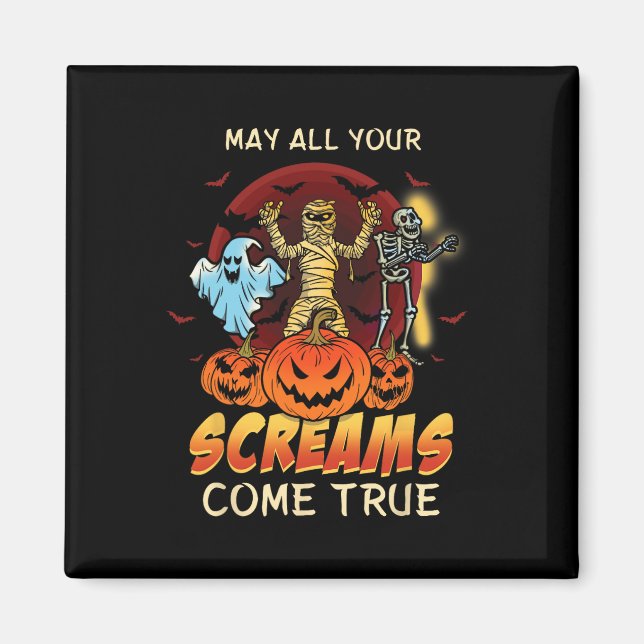 Scary Skeleton Monsters Ghost Funny Lazy Creepy Ha Magnet (Framsidan)