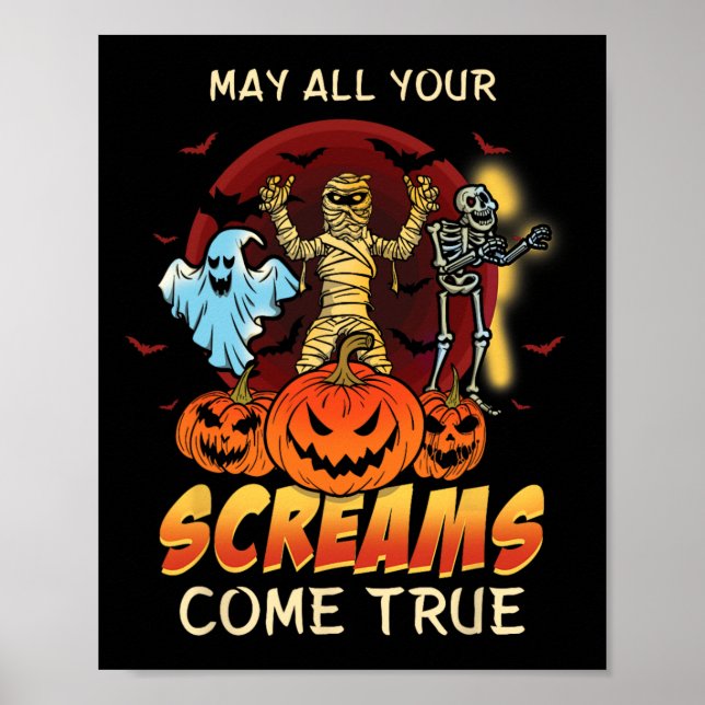 Scary Skeleton Monsters Ghost Funny Lazy Creepy Ha Poster (Framsidan)