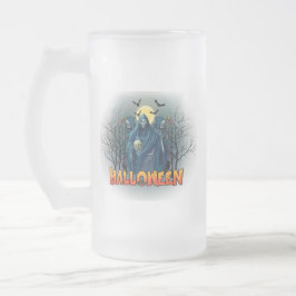 Scary Skeleton Night Halloween, My Halloween Mood. Frostat Ölglas