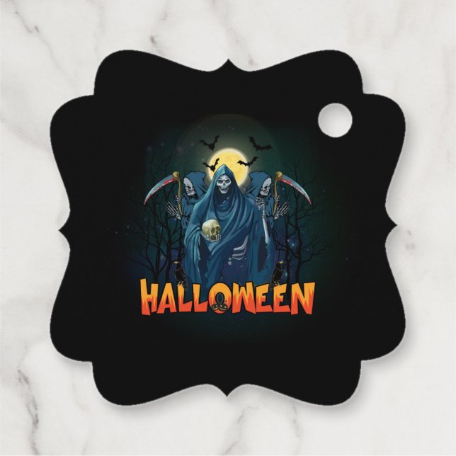 Scary Skeleton Night Halloween, My Halloween Mood. Gåvor Etiketter (Baksida)