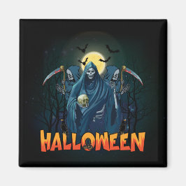 Scary Skeleton Night Halloween, My Halloween Mood. Magnet