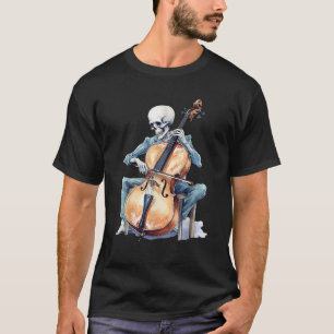 Scary Skeleton Pluting Violin Cello Violinist Hall T Shirt