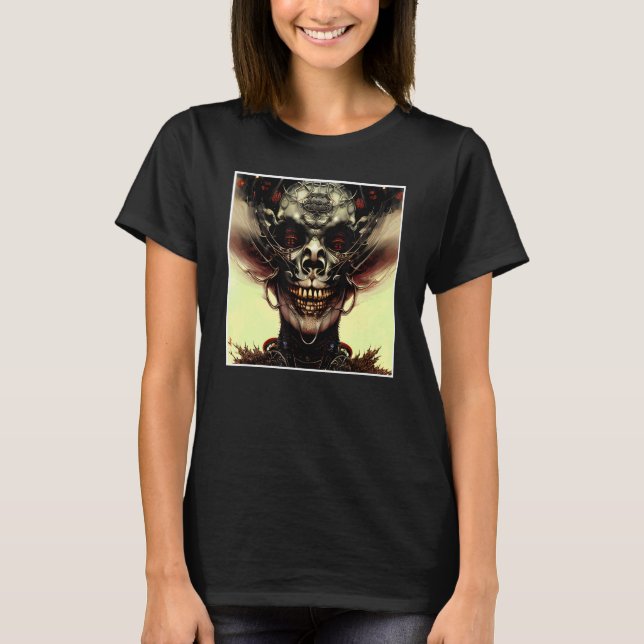 Scary Skull Horror Nightmare Creepy Ansikte Unique T Shirt (Framsida)