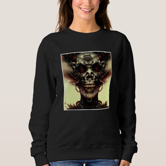 Scary Skull Horror Nightmare Creepy Face Unique Di T Shirt (Framsida)