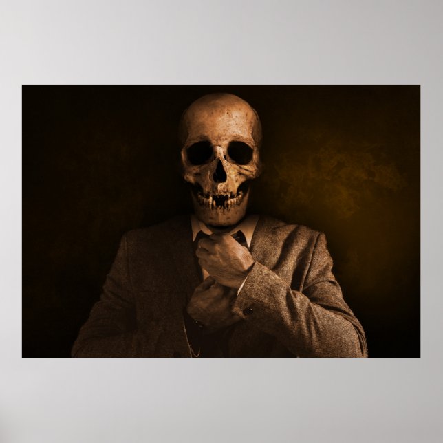 Scary Skull Man i Kostym Poster (Framsidan)