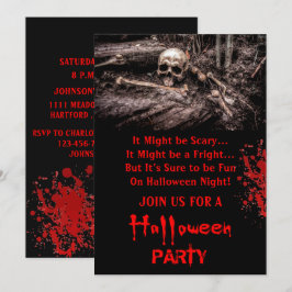 Scary Skull och Bones Halloween fest  Inbjudningar