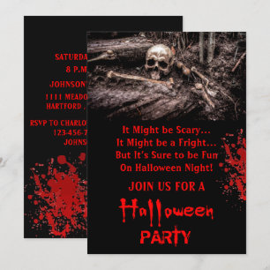 Scary Skull och Bones Halloween fest  Inbjudningar
