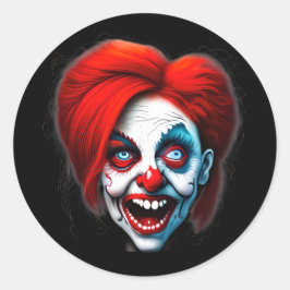 Scary Smiling Red Hair Dam Clown Runt Klistermärke