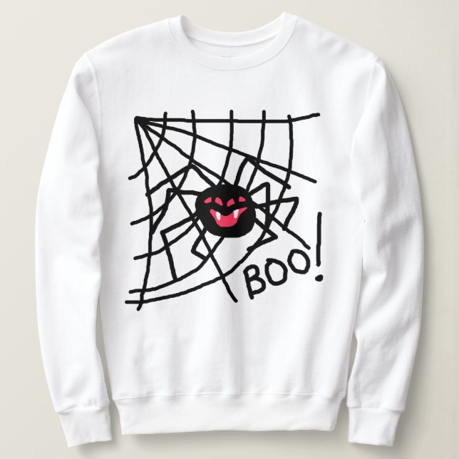 Scary Spider på Webben Halloween Sweatshirt T Shirt (Design framsida)