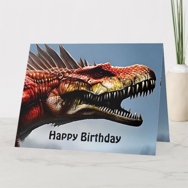 Scary Spinosaurus Dinosaur, Big Birthday Card Kort (Framsida)
